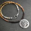 Beaded Yellow picture jasper oak tree necklace (1)