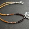 Beaded Yellow picture jasper oak tree necklace