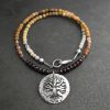 Beaded Yellow picture jasper oak tree necklace (2