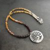 Beaded Yellow picture jasper oak tree necklace