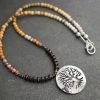 Beaded jasper oak tree necklace