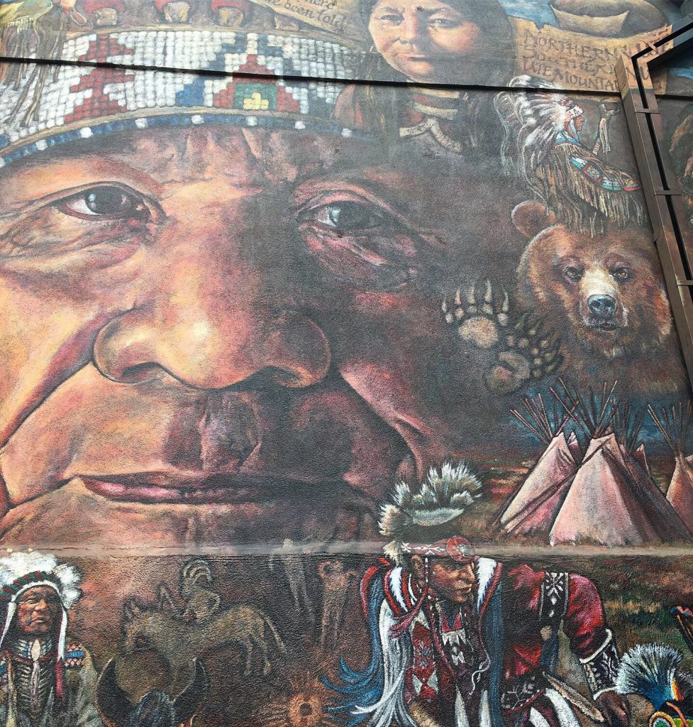 Wall art on the Ute Pass Cultural Center close up.