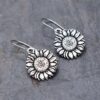 silver flat 3d sunflower on a simple earring wire