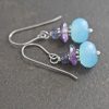 Iolite, Amethyst and blue Chalcedony earrings
