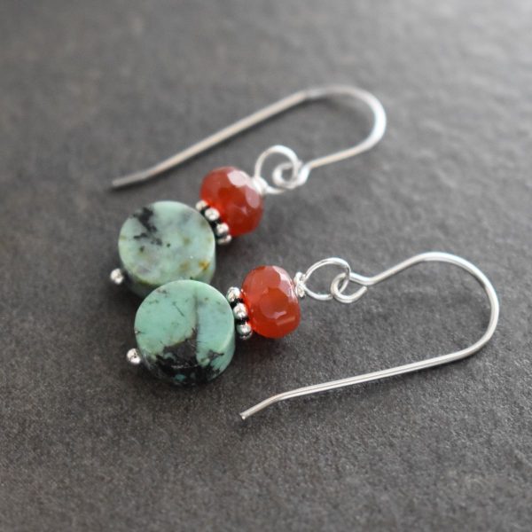 Carnelian and Turquoise earrings