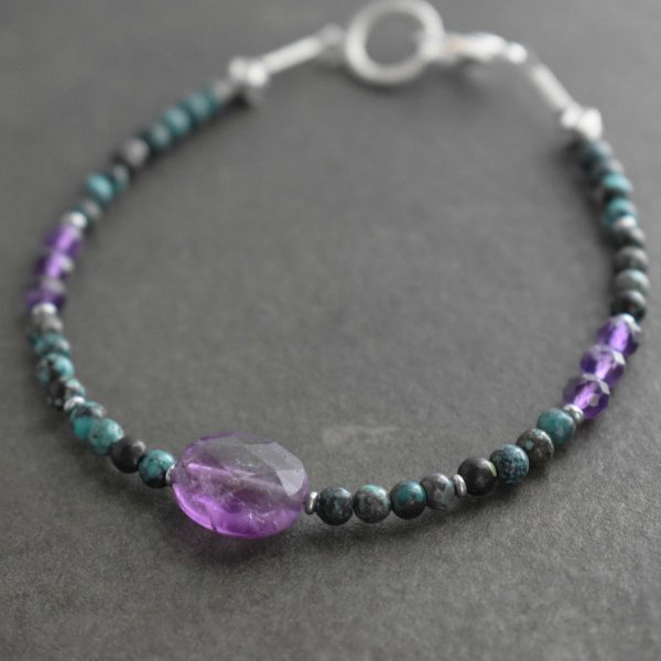 Turquoise and amethyst gemstone bracelet