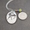 Walking elk with sapphire, Aquamarine, Peridot