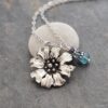 Blue Topaz gemstone Cornflower Necklace Nature-Inspired Jewelry Handmade Cornflower pendant with blue topaz gemstones on a 18' inch stainless steel chain.