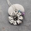 Purple amethyst gemstone Cornflower Necklace wildharegems Handmade Cornflower pendant with purple amethyst gemstones on a 18' inch stainless steel chain.