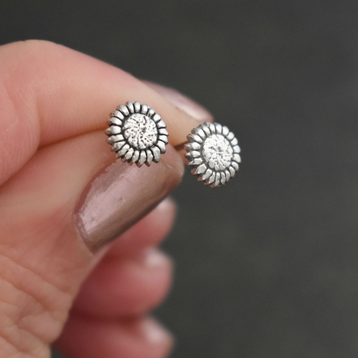 Sunflower Sterling Silver Stud Earrings