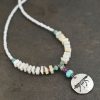 White beaded gemstone necklace