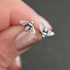 tiny sterling silver bee stud earring Posts