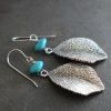 Long leaf and turquoise earrings