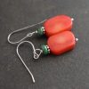 Turquoise and  Bamboo coral rectangle earrings