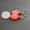 Turquoise and  Bamboo coral rectangle earrings