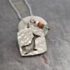 Whale Necklace with coral, green fluorite Whale Necklace with coral, green fluorite