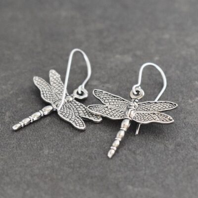 pewter dragonfly earrings