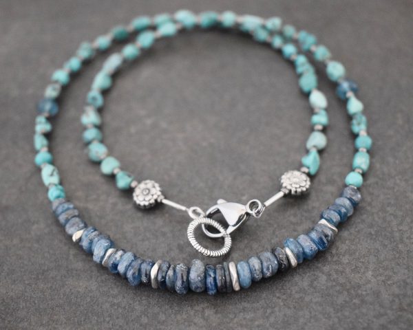 Beaded Turquoise & blue Kyanite Necklace