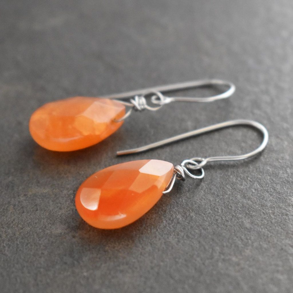 Orange Drop Gemstone earrings