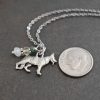 Silver German Shepherd pendant with withe gemstone