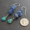 Long Blue kyanite and turquoise drop earrings