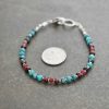 blue Turquoise, Garnet & red pink Agate gemstone Bracelet