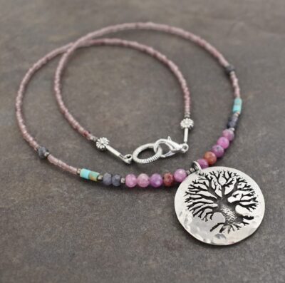 Beaded Oak Tree ruby, iolite necklace Beaded Oak Tree ruby, iolite necklace
