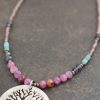 Beaded Oak Tree ruby, iolite necklace