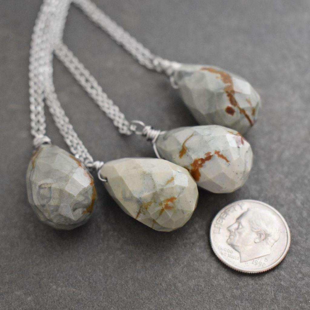 Gray and brown jasper stone drop pendants