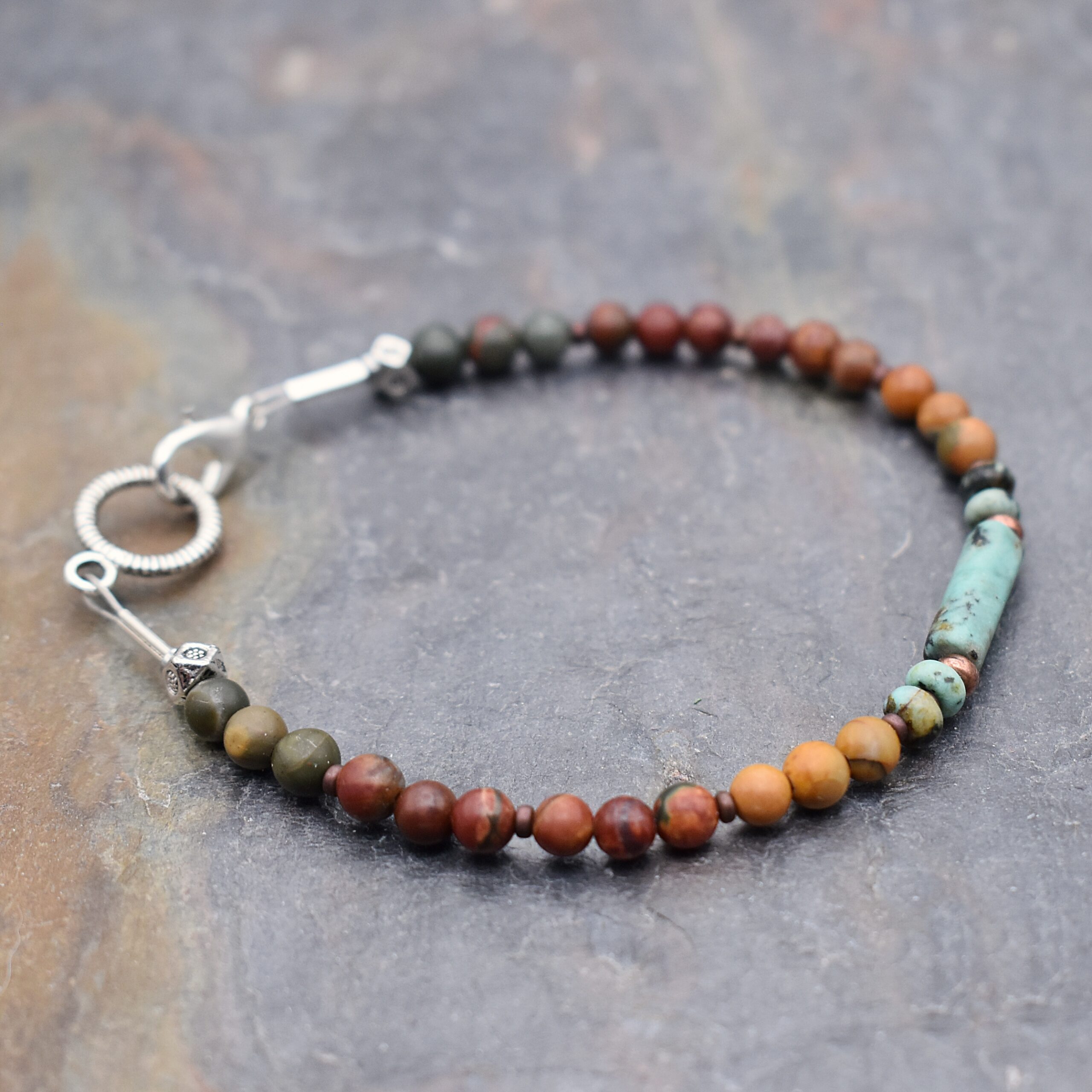red ceek Jasper and trquoise barcelet (1)