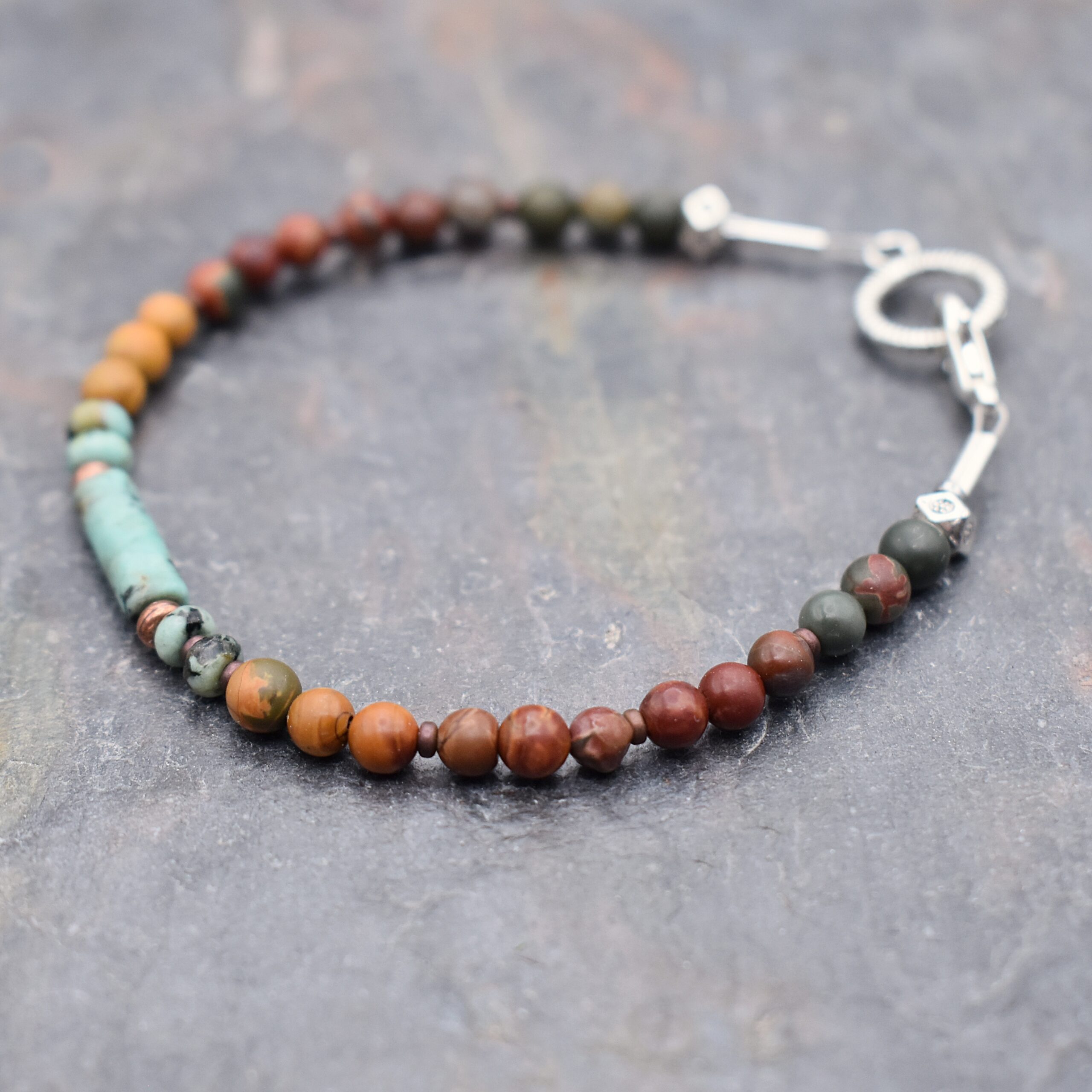 red ceek Jasper and trquoise barcelet (3)