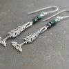 Silver Pine Tree Earrings with Emeralds