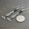 Silver Pine Tree Emeralds Earrings