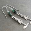 Silver Pine Tree Earrings with Emeralds