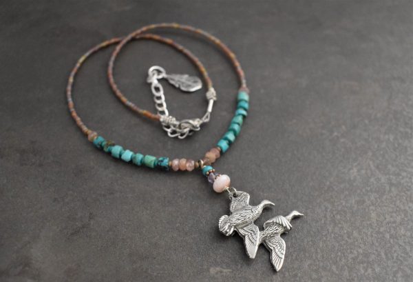 Beaded Flying Ducks Necklace