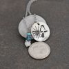 Chickadee necklace with turquoise, topaz, moonstone