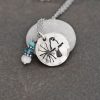 Chickadee necklace with turquoise, topaz, moonstone