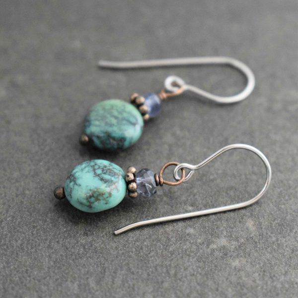 Iolite and Turquoise Earrings