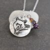 Black bear head necklace with amethyst Black bear head necklace with amethyst