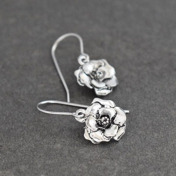 silver 3D wild roes earrings