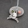 Silver jumping hare with pink opal