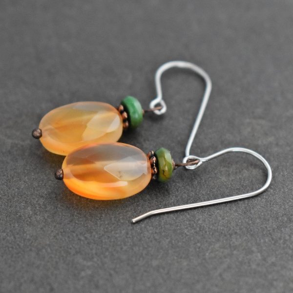 Turquoise & Apricot Carnelian Earrings
