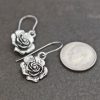 silver pewter 3d rose earrings
