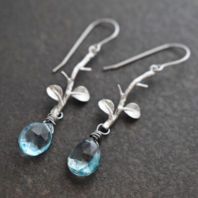 Twig Earrings with blue topaz Twig Earrings