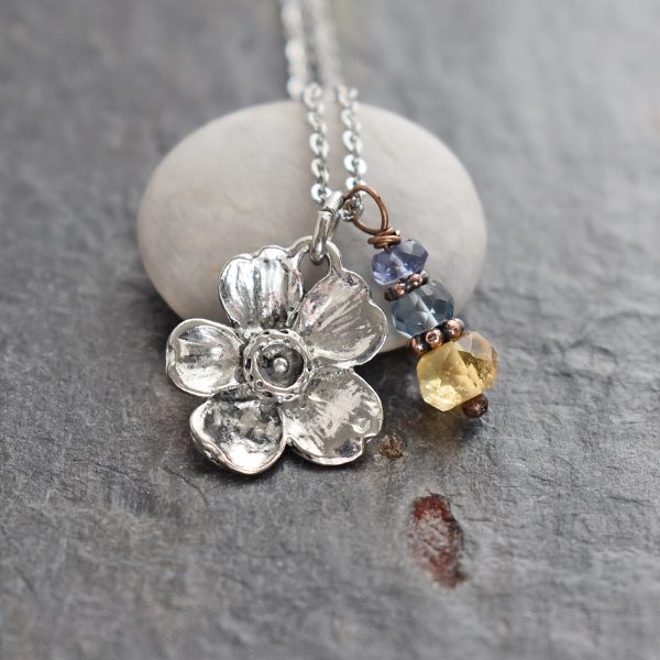 Daffodil Necklace iolite, blue qz, citrine (4)