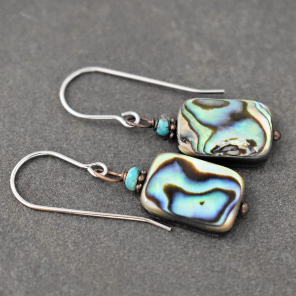 Turquoise, abalone shell earrings