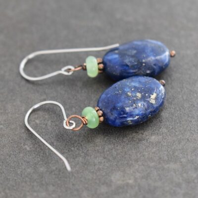 Chrysoprase & Lapis Oval Earrings