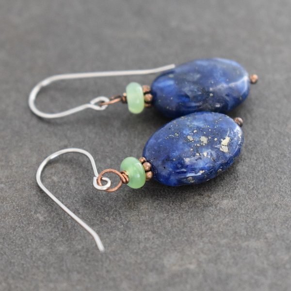 Chrysoprase & Lapis Oval Earrings