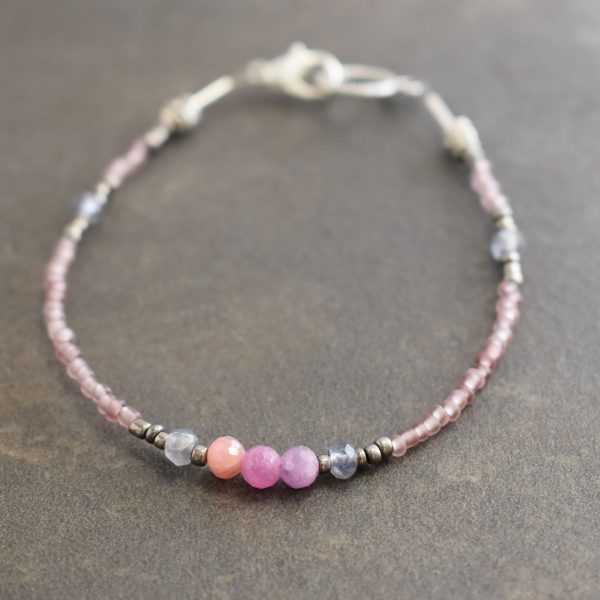Ruby, Iolite seed bead bracelet