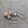 blue, brown and peach gemstone earrings with copper spacers